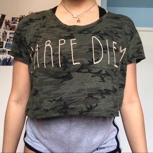 Green Camo Crop Top